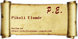 Pikoli Elemér névjegykártya